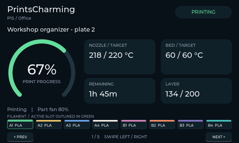 LVGL preview with synthetic printer telemetry
